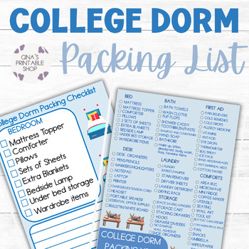 Preview of College Dorm Packing List