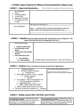 Preview of College Essay Help - Full Graphic Organizer with Separate Example (Filled In)