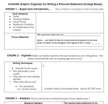 Preview of College Essay Help - Full Graphic Organizer with Separate Example (Filled In)