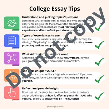 College Essay Tips by Janice Collins | TPT