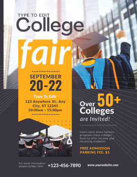 Preview of College Fair & College Open Flyers  (4) Fully Customize your Flyer Ready to Edit