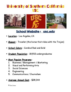 Preview of College Info Fact Sheets