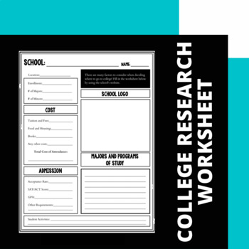 Preview of College Information Worksheet