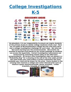 Preview of College Investigations for K-5 Students