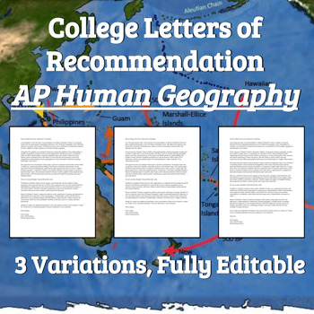 Preview of College Letter of Recommendation - AP Human Geography