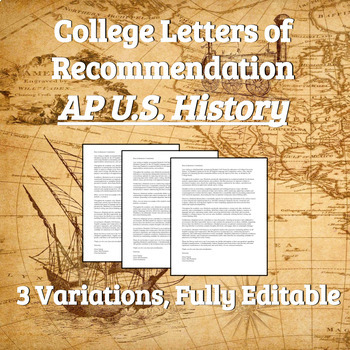 Preview of College Letter of Recommendation - AP U.S. History
