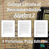 College Letter of Recommendation - Algebra 2