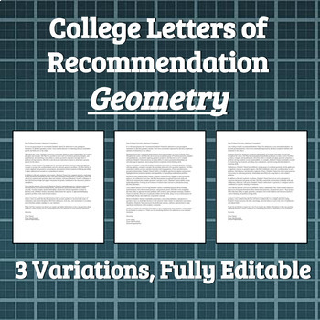 Preview of College Letter of Recommendation - Geometry