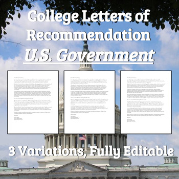 Preview of College Letter of Recommendation - U.S. Government