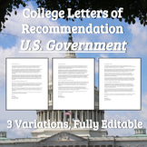 College Letter of Recommendation - U.S. Government