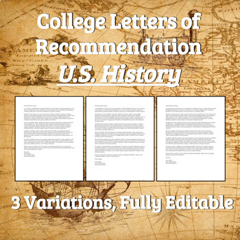 Preview of College Letter of Recommendation - U.S. History