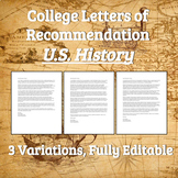 College Letter of Recommendation - U.S. History