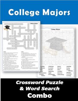 Preview of College Majors Crossword Puzzle & Word Search Combo