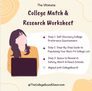 Preview of College Match & Research Worksheet