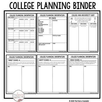 Preview of College Planning Binder Organization