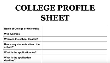 Preview of College Profile Sheet
