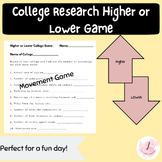 College Research Class Game - Higher/Lower Game