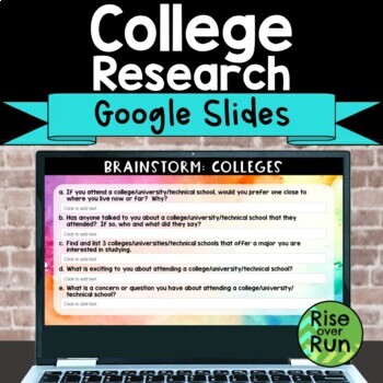 Preview of College Research Project for Google Slides