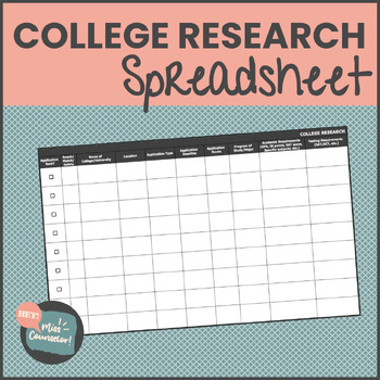 Preview of College Research Spreadsheet
