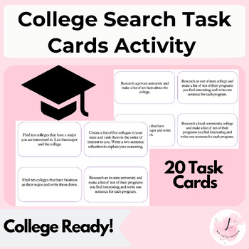 Preview of College Research Task Card Activity - College Readiness Weekly Activity