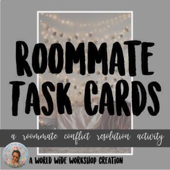 Preview of College Roommate Conflict Resolution and Problem Solving Scenarios Task Cards