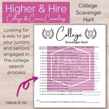 Preview of College Scavenger Hunt Worksheet