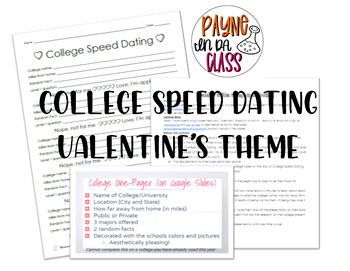 Preview of College Speed Dating- Valentine's Activity