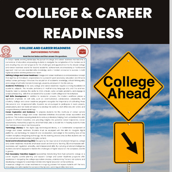 Preview of College and Career Readiness Reading Comprehension Worksheet