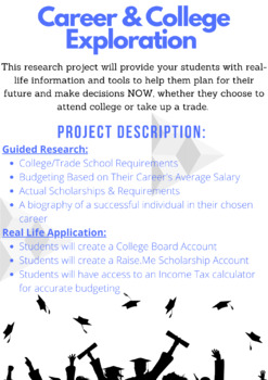 Preview of College and Career Research Project - Great for Beginning or End of Year