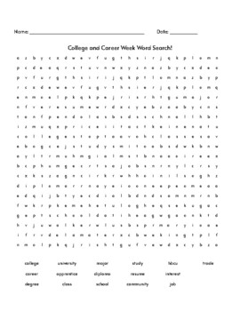 Preview of College and Career Week Word Search