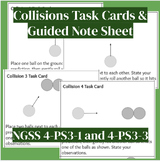 Collisions Task Cards and Guided Note Sheet