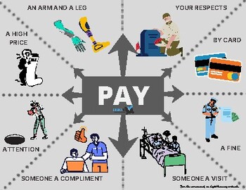 Preview of Collocations with PAY -- FUN ESL activities! (NEW SET)