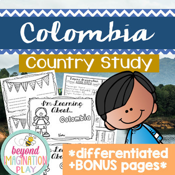 Preview of Colombia Country Study Differentiated, Comprehension, Activities + Play Pretend