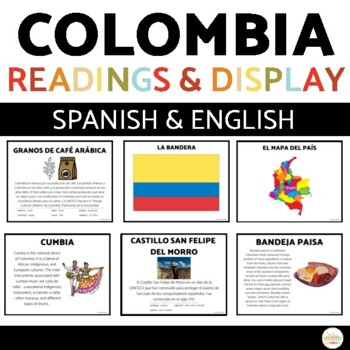 Preview of Colombia Culture Readings Classroom Display | Spanish English