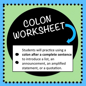 Preview of Colon Usage Worksheet