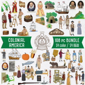 Preview of Colonial America 110 Pc. Clip Art Bundle, American History Clip Art