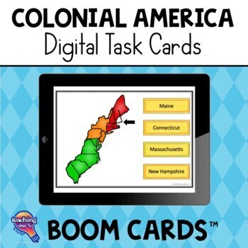 Preview of Colonial America & 13 Colonies BOOM Cards Review Activity