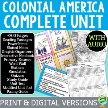 Preview of Colonial America Unit - 13 Colonies Lessons - Jamestown - Reading Activity