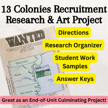 Preview of Colonial America 13 Colonies Recruitment Poster Research & Art Project
