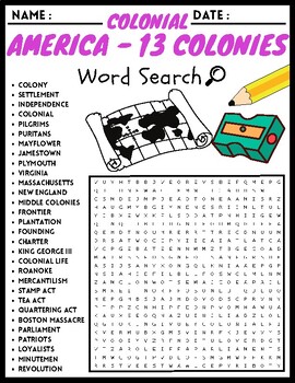 COLONIAL AMERICA LIFE Word Search Puzzle Worksheet Activity by Puzzles to  Print