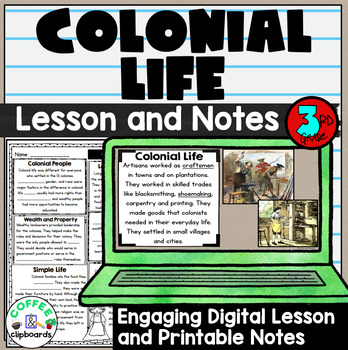 Preview of Colonial America: Colonial People and Life Lesson and Activities -  SS3H3c