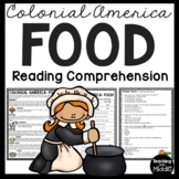 Colonial America Food Reading Comprehension Informational 