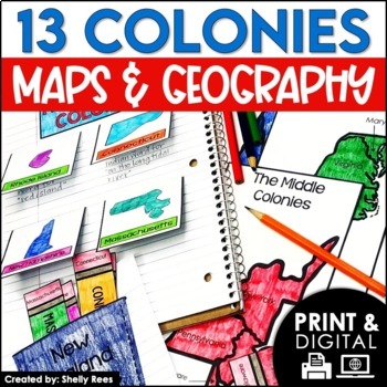 Preview of 13 Colonies Map and Activities | Colonial America Unit | DIGITAL & PRINTABLE