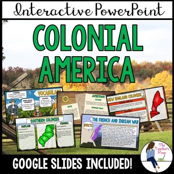 Preview of Colonial America Interactive PowerPoint Notes (Google Slides Compatible)