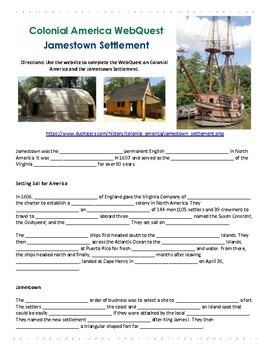 Preview of Colonial America Jamestown Settlement WebQuest