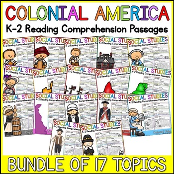 Colonial America K-2 Reading Comprehension Passages Bundle 2 | TpT