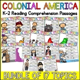 Colonial America K-2 Reading Comprehension Passages Bundle 2