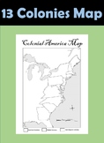 13 Colonies Map - Colonial America - 3 maps included & editable