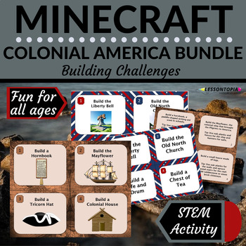 Preview of Colonial America Minecraft Challenges Bundle-STEM Activities