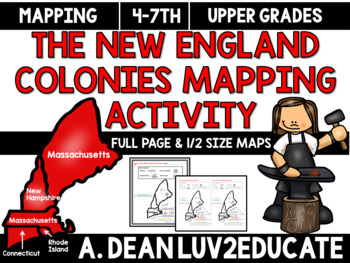 Preview of Colonial America: New England Colonies Interactive Notebook Mapping Activity